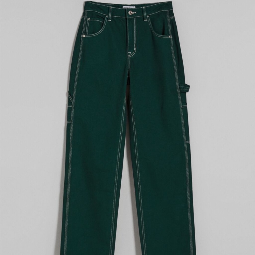 BERSHKA - twill contrasting carpenter pants